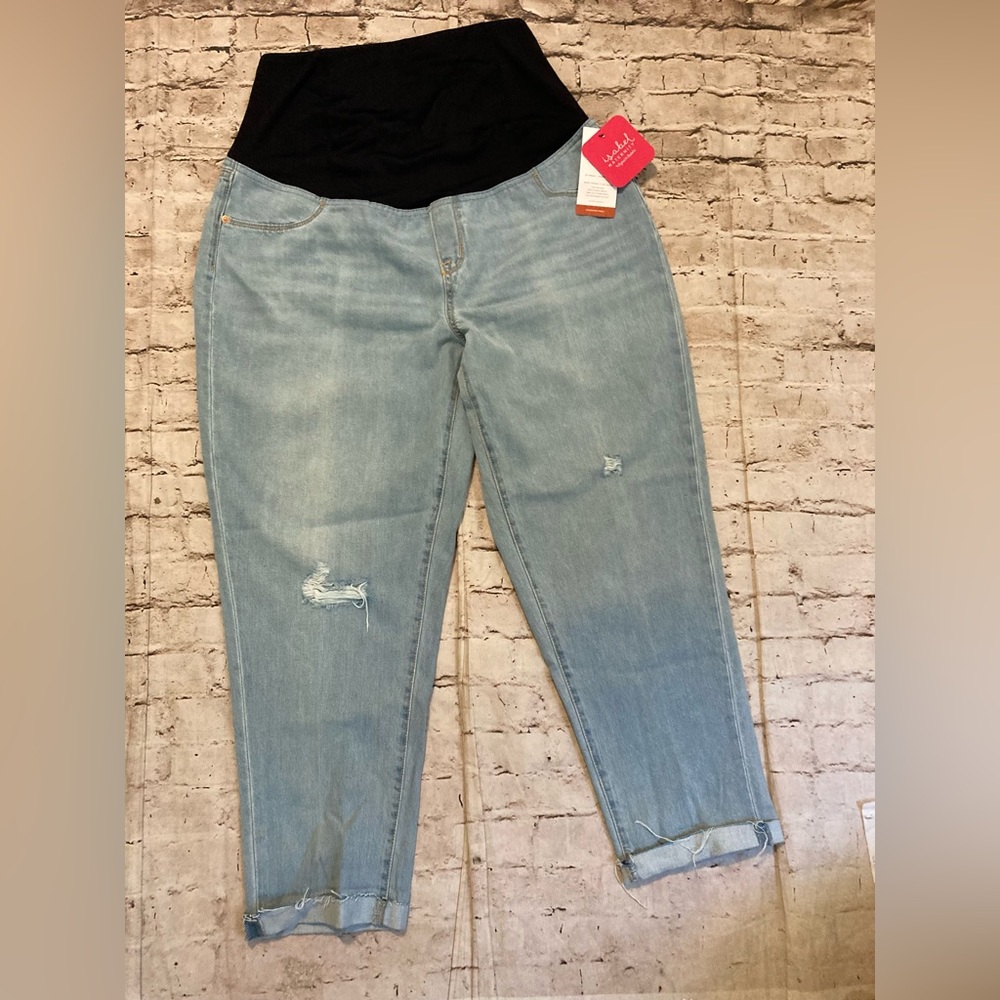 🔥 NWT Isabels, maternity by Ingrid & Isabels boyfriend jeans, size 14